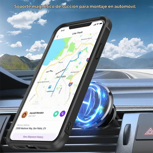 Vista 4 de SKYLMW - Funda compatible con iPhone 11 de 6.1 pulgadas, con soporte magnético invisible tipo anillo, funda translúcida de grado militar, compatible