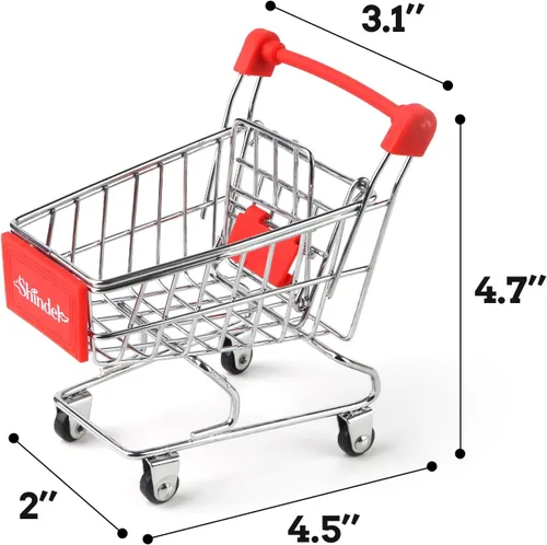 Vista 7 de Shindel - Mini carrito de compras, mango rojo y letrero