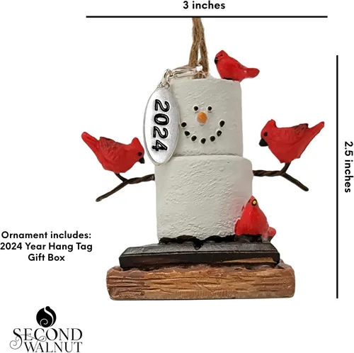 Vista 3 de Cardinal Lover Smore - Adorno de Navidad para el club de observadores de aves, único para patio trasero, comedero de pájaros cardenal con etiqueta