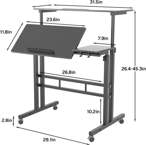Vista 3 de SogesPower JZS-101-2BK - Mesa auxiliar ajustable para sofá de cama, 2 plataformas