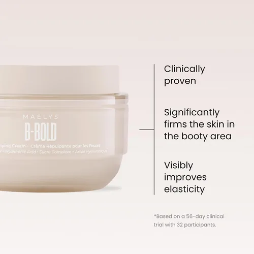 Vista 2 de MAËLYS B-BOLD - Mascarilla para realzar los glúteos, crema corporal reafirmante y reafirmante para la zona del trasero, tensar la piel con ácido