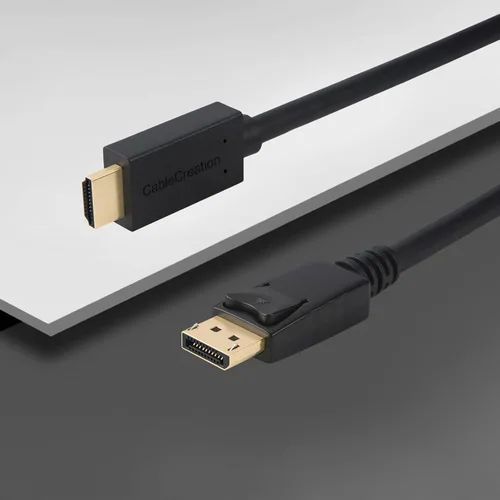 Vista 4 de CableCreation 4K - Cable DisplayPort activo a HDMI de 6 pies, cable DP a HDMI DP 1.2 4K x 2K & 3D Audio/Video Monitor Cable, compatible