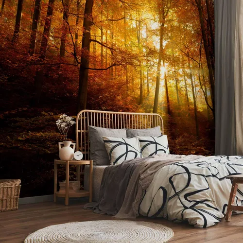 Vista 71 de artgeist Mural de pared premium Bosque púrpura, 79 x 55 pulgadas, papel tapiz no tejido, decoración de pared de vellón, impresión fotográfica