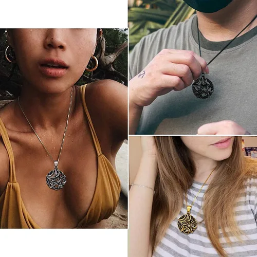 Vista 7 de Pentagram Pentacle Wiccan Necklace -Star Satanic Pendant 316L Stainless Steel Traditional Seal of Solomon Tetragrammaton Eliphas Levis Pentagra