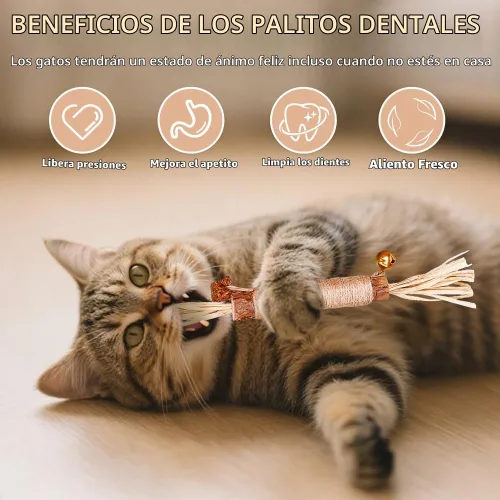 Vista 2 de Silvervine Natural Matatabi Bell Sticks - Juguetes masticables para gatos con golosina de algodón, cuidado de limpieza dental duradera