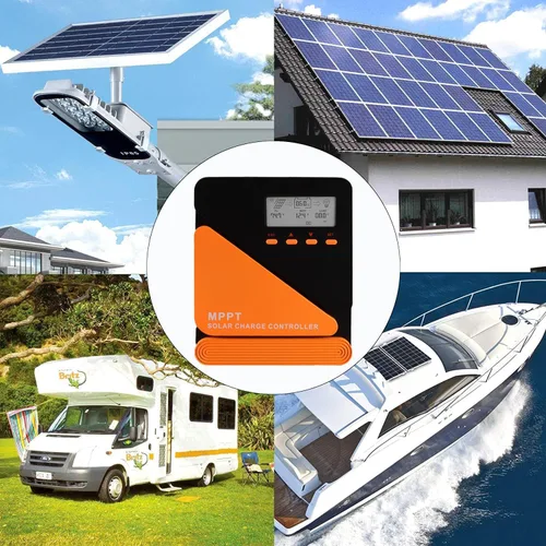 Vista 5 de SolaMr Controlador de carga solar MPPT actualizado de 20 A 50 V de 12 V/24 V, pantalla LCD controlador de panel solar con doble puerto USB