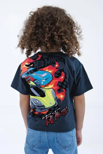 Vista 5 de Hot Wheels Paquete de 3 camisetas de manga corta para niños pequeños a niños grandes Negro / Azul pálido