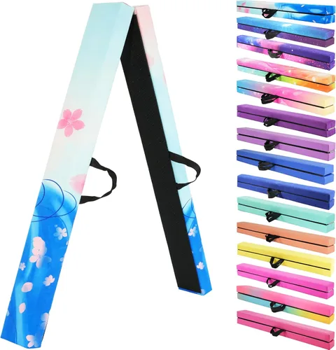 Vista 22 de FC FUNCHEER - Viga de equilibrio plegable, viga de suelo para gimnasia, equipo de gimnasia para niños, base de madera, fondo antideslizante y bolsa