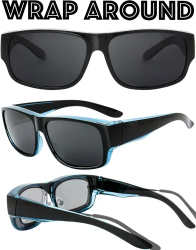 Vista 2 de The Fresh - Lentes de sol polarizados, de alta definición y envolventes para uso sobre anteojos - Estuche de piel para anteojos