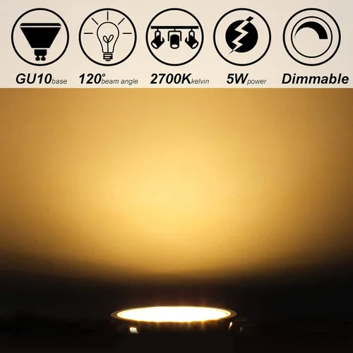 Vista 2 de ALIDE GU10 Bombillas Led Dimmable 2 Prong Reemplazan 50W Halógeno 120V para Blanco cálido