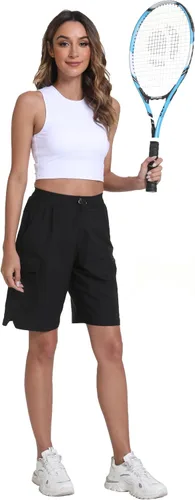 Vista 6 de Pantalones cortos de senderismo para mujer, de secado rápido, ligeros, para viajes, atletismo