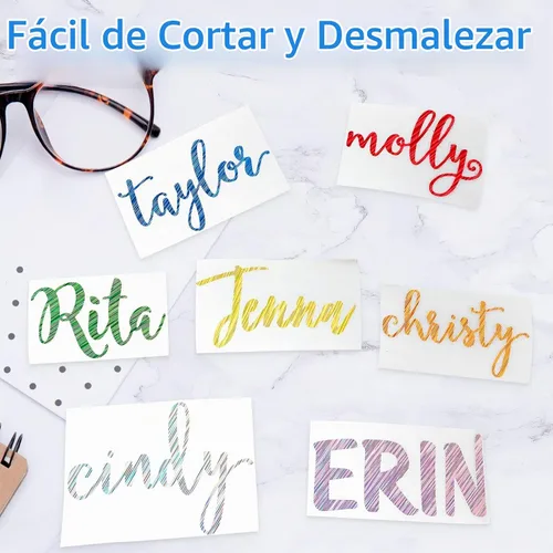 Vista 5 de Lya Vinyl - Paquete de 10 hojas de vinilo adhesivo permanente cepillado autoadhesivo, hojas para decoración del hogar, tazas, vasos, ventanas