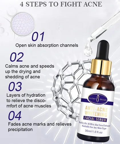 Vista 5 de AICHUN BEAUTY El ácido salicílico del extracto del aloe vera del suero facial anti-acné repara la piel dañada 1.0 fl oz