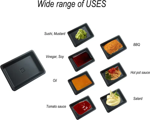 Vista 4 de 100 mini platos de salsa de inmersión de 2.95 x 2.16 pulgadas, juego de platos rectangulares desechables de plástico para salsa de soja negra