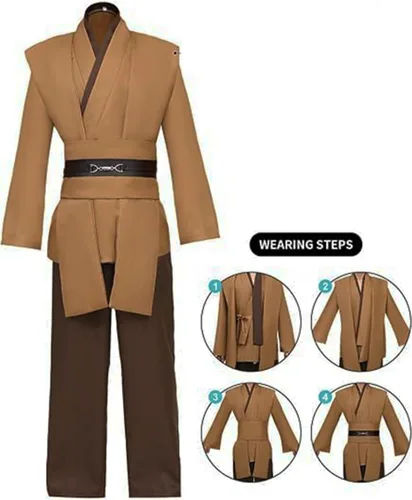 Vista 2 de Adult Mens Costume Robe Cosplay Halloween Cloak Tunic Belt Set