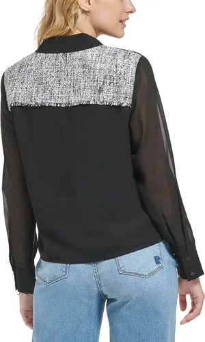Vista 2 de Karl Lagerfeld Paris Ropa deportiva de manga larga con Tweed para mujer