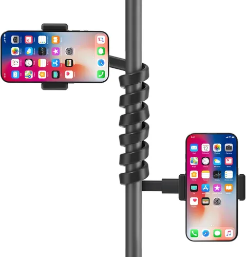 Vista 9 de Soporte universal para micrófono para soporte de micrófono, se adapta a la mayoría de teléfonos inteligentes de 3.5 a 7.5 pulgadas, soporte flexible