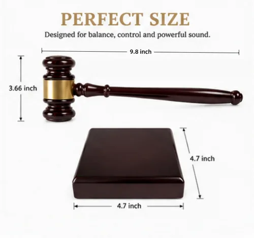 Vista 2 de Juego de martillo de madera y bloque de sonido para abogados, jueces y presidentes de la junta, accesorio de escritorio perfecto para presidentes