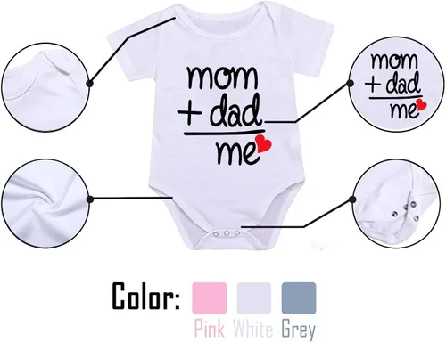 Vista 4 de Mamá+Papá Me Baby Divertido Lindo Novedad Bebé Bebé Mono De Una Pieza