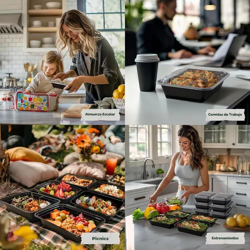 Vista 7 de Recipientes para comida preparada Enther 12 Pack 1 compartimento con tapa única, contenedores de almacenamiento de alimentos Bento, libres de BPA