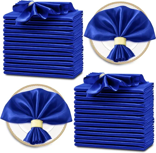 Vista 19 de Horbaunal Paquete de 30 servilletas de satén negro de 20 x 20 pulgadas, servilletas cuadradas suaves de tela sedosa, decoración de mesa para bodas