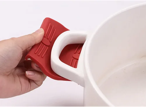 Vista 7 de 4 soportes de silicona para herramientas calientes, resistente al calor, mango de utensilios de cocina, agarraderas de goma antideslizantes, fundas