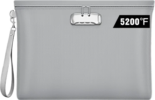 Vista 10 de Bolsa de documentos ignífuga con cerradura, 14.3 x 10.2 pulgadas, bolsa de dinero ignífuga e impermeable con cierre de cremallera, bolsa