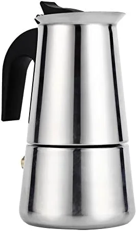 Vista 9 de Cafetera italiana de acero inoxidable, máquina de café espreeso para estufa, máquina de espreeso y olla para estufa de gas o cerámica eléctrica