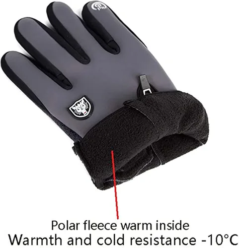 Vista 4 de Guantes cálidos de invierno para hombres y mujeres, ciclismo, Wkiing, resistentes al viento y al agua, de piel sintética, para pantalla táctil