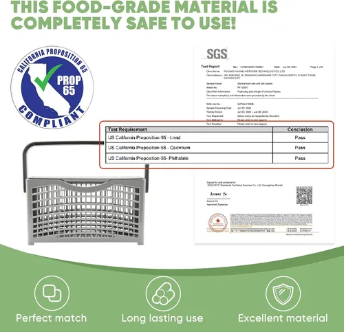 Vista 5 de Cesta universal de repuesto para lavavajillas, cesta 2 en 1 para utensilios/cubiertos, compatible con Bosch, Maytag, Kenmore, Whirlpool, KitchenAid