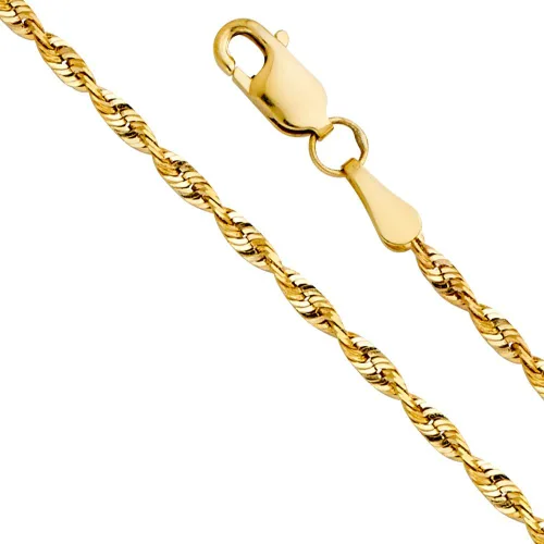 Vista 3 de Wellingsale Cadenas de cuerda de oro macizo de 14 quilates (opciones de selección)