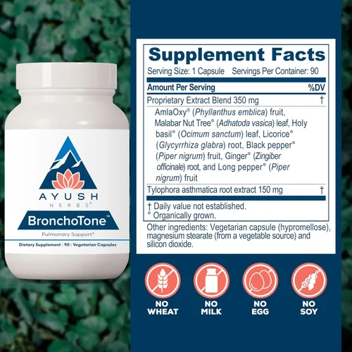 Vista 3 de Ayush Herbs Bronchotone - Suplemento de apoyo bronquial, respiratorio y de apoyo inmunológico para mujeres y hombres, adultos, suplemento de cuidado