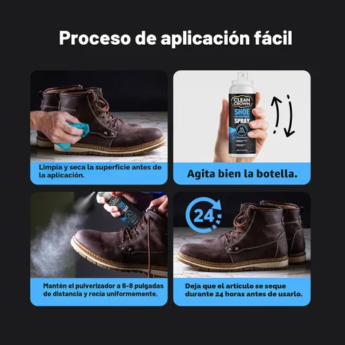 Vista 4 de Spray protector para zapatos CleanCrown (160ml), spray protector para ante y cuero, impermeabilizante y protector contra manchas para zapatos