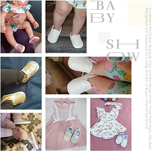 Vista 5 de HONGTEYA Zapatos para bebés niños y niñas, zapatos para bebés, mocasines de piel sintética, suela suave, antideslizantes, para niños pequeños