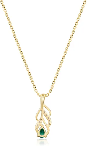 Vista 3 de Gin and Grace en colaboración con la colección del Museo Smithsonian, presenta el collar de hojas de esmeralda Triumph en oro amarillo de 14