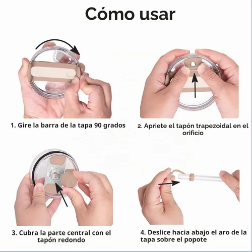 Vista 5 de Juego de tapones antiderrame de silicona compatible con taza Stanley Cup 2.0 de 30oz y 40oz con cubierta para pajita (Juego de 2, Rosa Almendra)