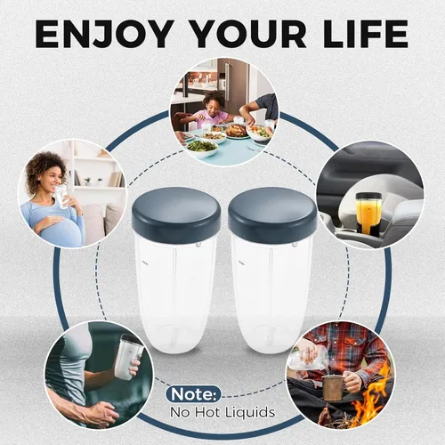 Vista 40 de Vasos de licuadora de repuesto para licuadora Nutribullet de 18 onzas con tapa, compatible con Nutribullet 600 W 900 W licuadora exprimidor