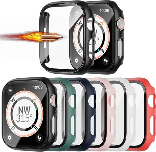 Vista 13 de Paquete de 6 fundas para Apple Watch Series 10 de 42mm con protector de pantalla de vidrio templado, JZK protector delgado con cobertura completa