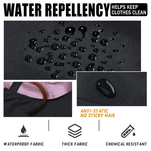 Vista 3 de Janmercy 4 delantales para estilista con 4 bolsillos, delantales impermeables para peluquero, cosmetólogo, delantal (negro)