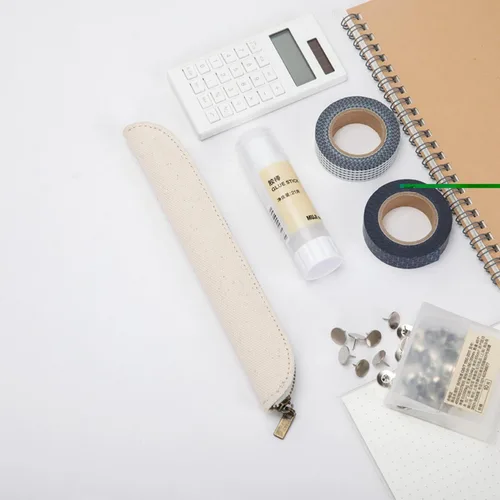 Vista 5 de Estuche de lona Cartucheras De Maquillaje Pure Color Simple Mini (Beige, S)