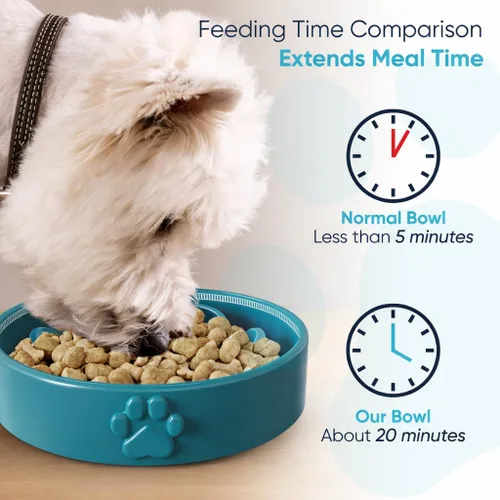 Vista 7 de Cuencos de cerámica para perros de 1.5 tazas, comedero lento para perros pequeños y medianos, apto para microondas, tazón de cerámica para mascotas