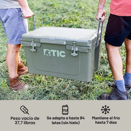 Vista 4 de RTIC - Hielera ultra resistente portátil de 65 cuartos de galón, tipo baúl, con aislamiento, para playa, bebidas, camping, picnic, pesca, barco Gris