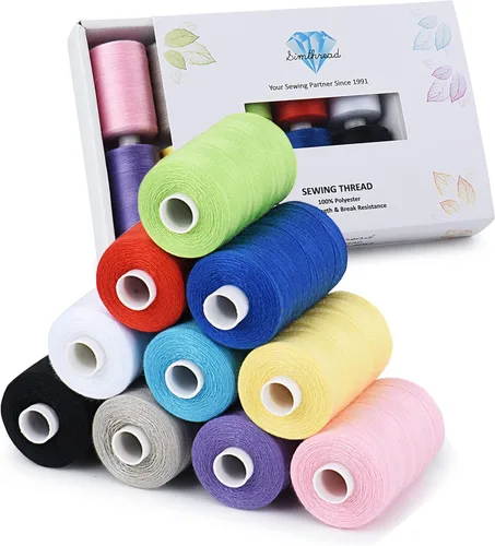 Vista 15 de Simthread Hilo de coser multiusos, 42 carretes surtidos de poliéster de 1000 yardas para costura, prácticos hilos de coser de poliéster para máquina