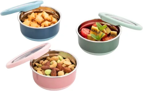 Vista 9 de Recipiente de aderezo de ensalada de acero inoxidable Lille Home, recipientes pequeños a prueba de fugas con tapas, beige