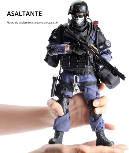 Vista 2 de YEIBOBO! Figura de acción de equipo SWAT de las Fuerzas Especiales, altamente detallada de 12 pulgadas (ASSUALTER)