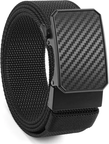 Vista 8 de SENDEFN Cinturones de trinquete de nailon para hombres, cinturón de tela de golf con hebilla ajustable automática jeans casuales