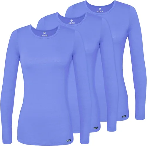 Vista 11 de Adar Underscrubs - Camiseta de manga larga para mujer, paquete de 3 unidades Aguamarina (Aquamarine)