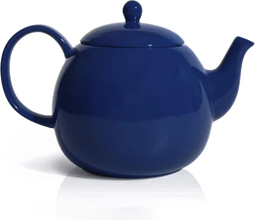 Vista 19 de Sweese Tetera de porcelana de 27 onzas con infusor para té de hojas sueltas, gris azulado