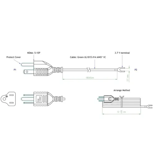 Vista 7 de TRUE CABLE Adaptador de cable de extensión de conexión y conexión a tierra para panel de conexión Ethernet blindado, enchufe NEMA 5-15P de 3
