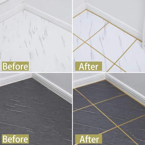 Vista 3 de Gaahing Cinta metalizada dorada, adhesivo decorativo para despegar y pegar con acabado brillante similar a un espejo para detallar paredes
